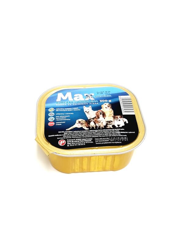 MAX KURCZAK Z WOŁOWINĄ PIES 50x300G