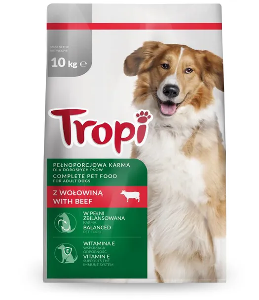 TROPI SUCHA KARMA Z WOŁOWINĄ 10 KG