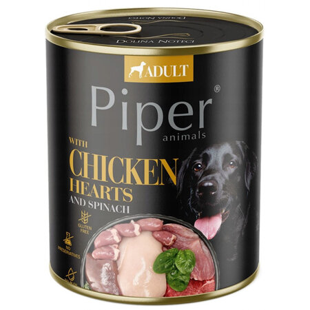 PIPER Z SERCAMI Z KURCZAKA I SZPINAKIEM 12x800G PIES 